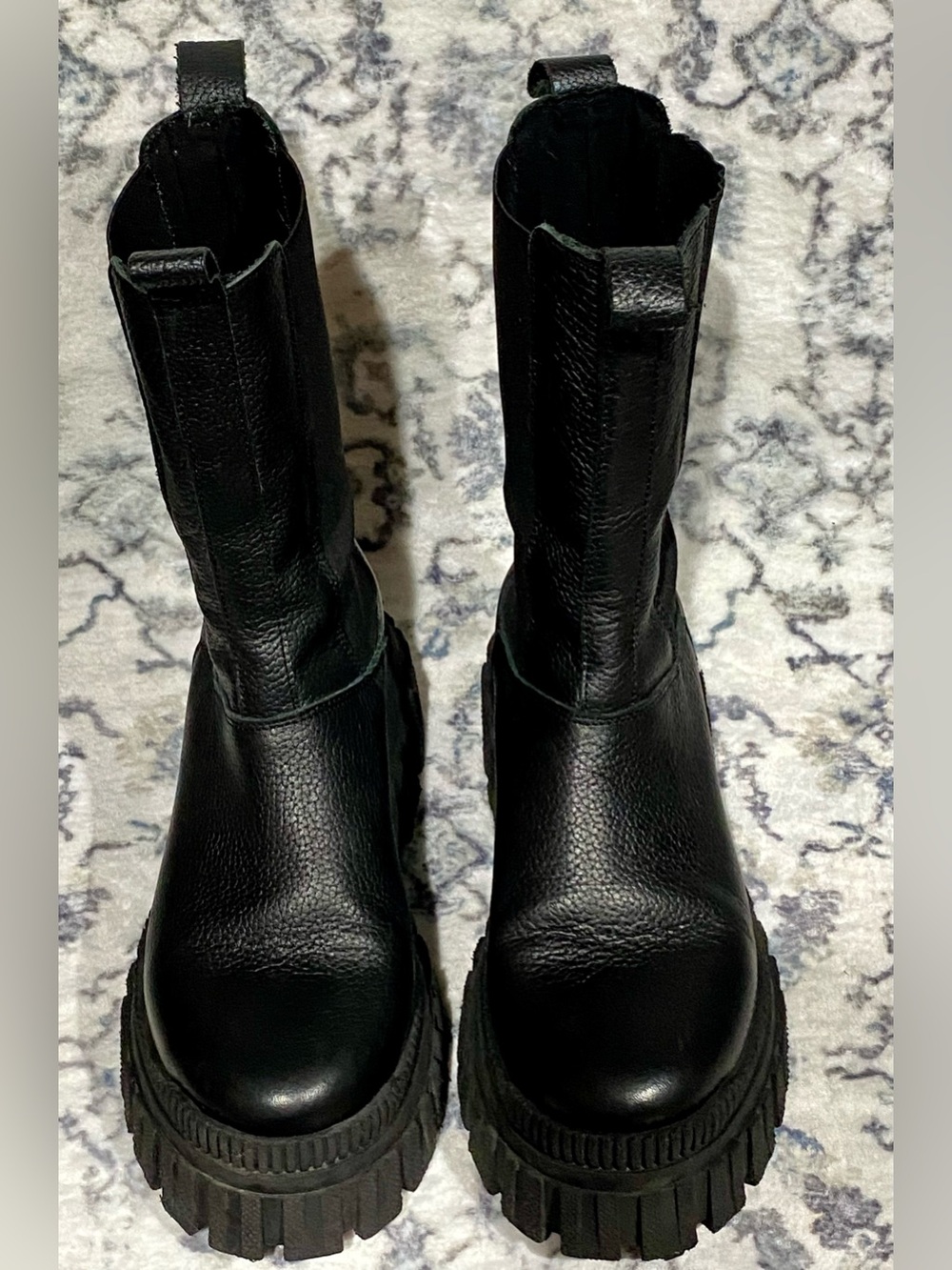 ASOS Design Leather Black Chunky Lug Chelsea Moto Boots Made in Spain Sz.8 EU 39 - Picture 5 of 13